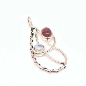 Multi Stone Tourmaline Moonstone Pendant -- Sterling Silver