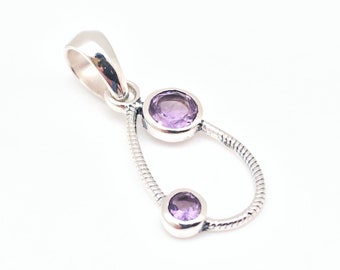 Amethyst Pendant // Purple Amethyst Pendant // MultiStone Silver Setting // Amethyst Jewelry