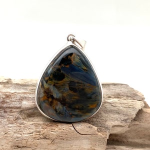 Pietersite Pendant 32mm / Petersite Teardrop Pendant / Silver Pietersite Pendant / Sterling Silver