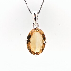 Citrine Pendant // Yellow Citrine Pendant // Silver Citrine Pendant // Oval Shape Citrine Pendant