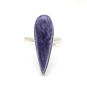 Charoite Ring Size 10 // Purple Stone Charoite Ring // Charoite Silver Ring // 925 Sterling Silver // Russian Charoite