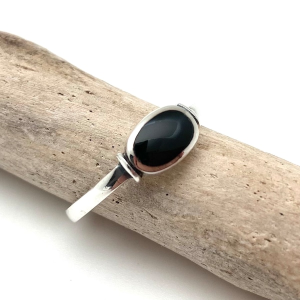 Black Onyx Simple Ring 4-10 - Best Selling Onyx Ring - Onyx Silver Signet Ring - Natural Black Onyx - 925 Sterling - Onyx Thumb Ring