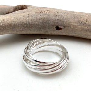 Silver Multi Band Rolling Ring 6, 7, 8, 9 / Silver Inter Linked Ring / Multi Band Ring /925 Sterling Silver