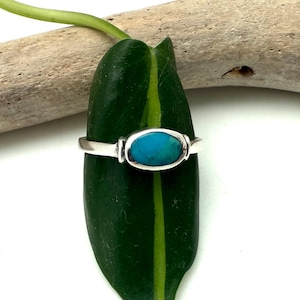 Simple Turquoise Ring - Small East West Turquoise Ring - Best Selling Turquoise Ring - Minimalist Turquoise - 925 Silver Size 4-10