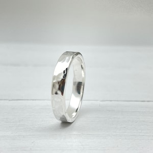 Hammered Silver Cigar Band Ring /4mm / Sizes 5, 6, 7, 8, 9, 10