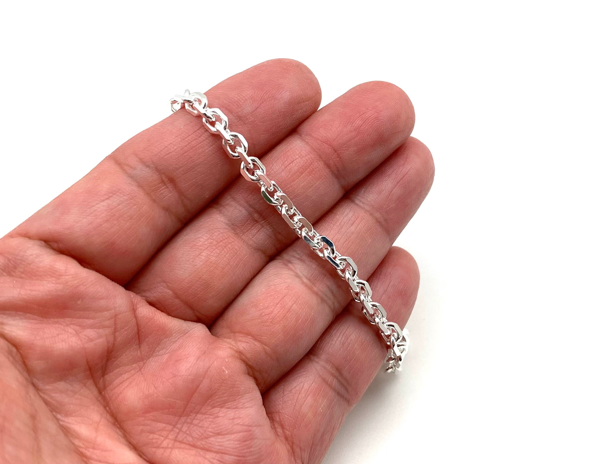 Sterling Silver Anchor Cable Link Bracelet, Heavy Chain, 4mm - Etsy