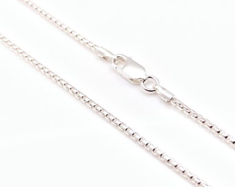 Silver Round Box Chain / 1.5mm Round Box Chain / 16", 18", 20", 22", 24" Box Chain / Simple Pendant Chain / 925 Sterling Silver