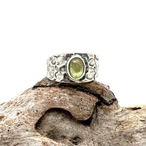 Peridot Signet Silver Ring 6, 7, 8 / Peridot Cigar Silver Ring // August // 925 Sterling