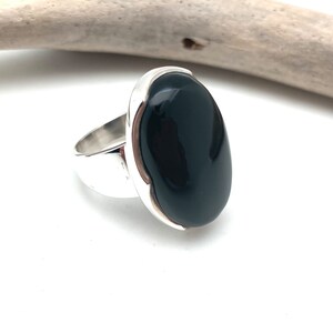 Black Onyx Ring Size 8 - Black Onyx Silver Ring - 925 Sterling Silver - Simple Oval Setting - Onyx Ring - Onyx Statement Ring