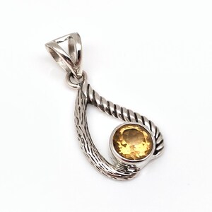 Yellow Citrine Pendant // Silver Citrine Pendant // Oxidized Sterling Silver Setting