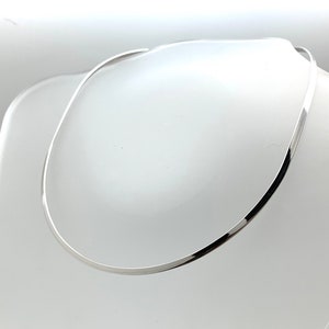 Flat 4mm Silver Choker 18 inch / 4mm Silver Oval Choker / Silver Contoured Choker / Open Back Flat 18inch Choker / Minimalist Necklace / 925