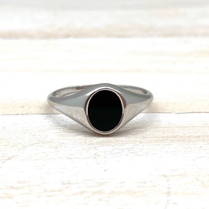 Schlichter Schwarzer Onyx Siegelring 4, 5, 6, 7, 8, 9, 10 - Schwarzer Onyx Meistverkaufter Silberring - Schwarzer Onyx Minimalistischer Ring - 925 Sterling