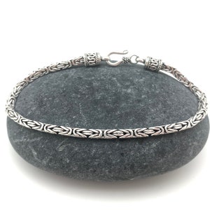 Squared Byzantine Silver Bracelet / 3mm Byzantine Bali Silver Bracelet / 3mm Barrel and Hook Bali Bracelet 6.5&quot;, 7&quot;, 7.5&quot;, 8&quot; /  925 Silver