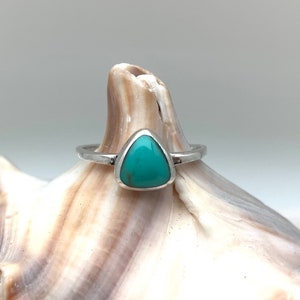 Simple Turquoise Silver Ring - Turquoise Silver Ring - Turquoise Stone Ring - Triangle Turquoise Ring 6, 7, 8, 9 - 925 Sterling Silver