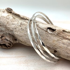 Silver Trinity Bangle 70mm / Set of Three Bangle / Medium