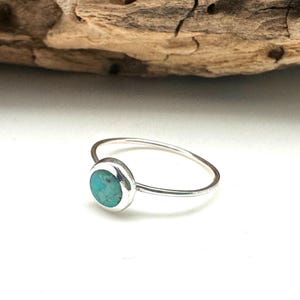 Simple Turquoise Little Ring 4-10 - Sterling Silver 925 - Blue Green Turquoise Silver Ring - Natural Turquoise
