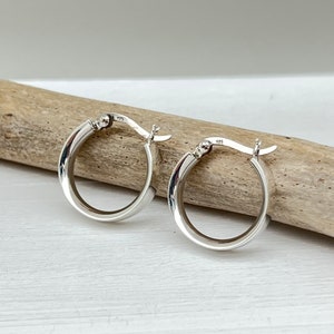 Flat Hoop Earrings - 925 Sterling Silver - 20 by 5mm Hinged Hoop