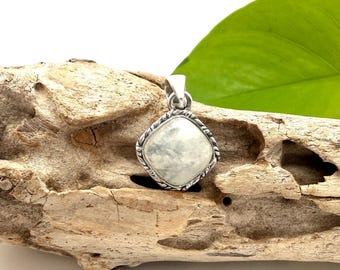 Square Moonstone Pendant, 925 Sterling Silver, June Birthstone, Rope Design