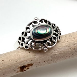Abalone Swirl Vintage Ring - Abalone Silver Ring - Abalone Swirl Ring - Shell Size 5, 6, 7, 8, 9, 10- 925 Sterling Silver