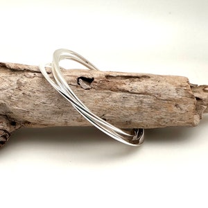 Oval Triple Set Bangle 7-8&quot; // Oval Solid Bangle // Triple Rolling Bracelet // 925 Sterling Silver