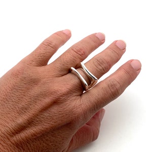 Modern Geometric Silver Ring 6, 7, 8, 9 / Modern Statement / Unisex Ring / 925 Sterling Silver image 7