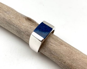 Lapis Lazuli Silver Signet Ring 7-12 - Blue Lapis Ring- Natural Lapis Lazuli - Men Women Lapis Ring - Solid Weight 925 Silver