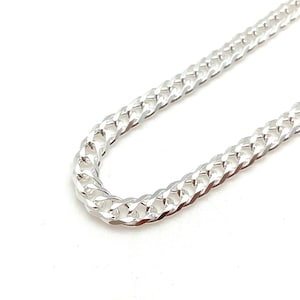 Sterling Silver Curb Chain Necklace, 4.2mm Rombo, Italian 925