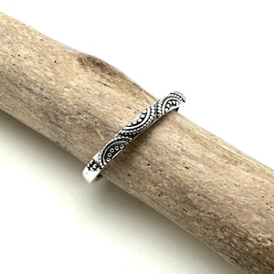 Silver Bali Stacking Ring 4-10 / 925 Sterling / Bali Beaded Wave Ring / Silver Wedding Band / His Her Ring