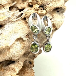 Peridot Silver Earrings // 925 Sterling Silver // Platinum (Rhodium) Finish Non Tarnishing // Handmade