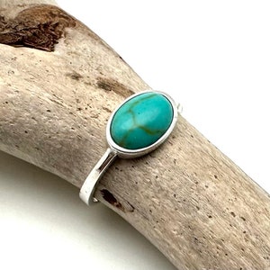 Simple Turquoise Ring 4-10 - Sterling Silver 925 - Turquoise Silver Ring - Turquoise Stone Ring - Turquoise Sterling Ring