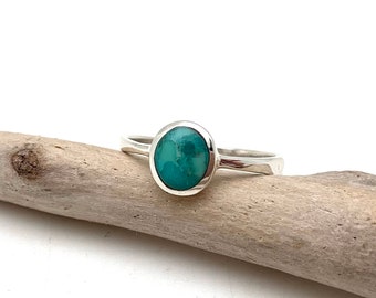 Anillo de plata de ley con turquesa natural - Anillo minimalista