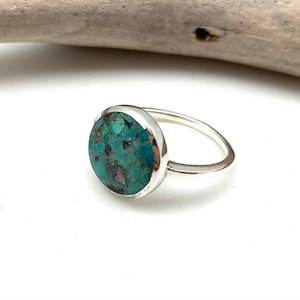 Simple Turquoise Ring - Sterling Silver 925 - Rustic Natural Turquoise Ring - Turquoise 5-10