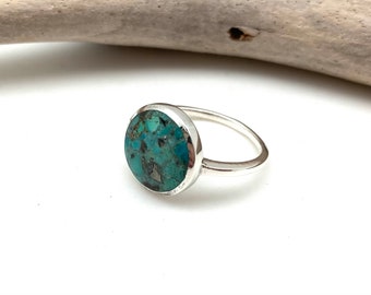 Anillo rústico de plata de ley con turquesa – Piedra natural
