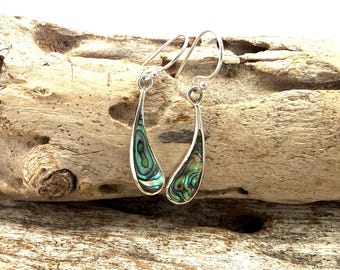 Abalone Teardrop Earrings – Lightweight - 925 Silver - Minimalist - Everyday Jewelry