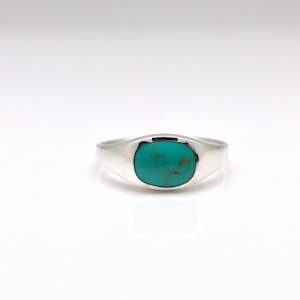 Myshiwu Sterling Silver Turquoise Ring For Men | Vintage Signet Style, Sizes 8-9.5, Handcrafted With Artificial Turquoise - View #5