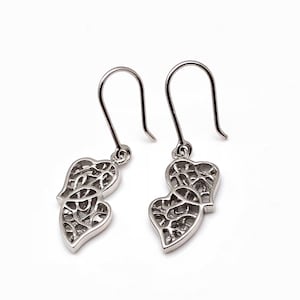 Boucles d&#39;oreilles coeur // Boucles d&#39;oreilles coeur en argent // Boucles d&#39;oreilles double coeur // Argent sterling 925