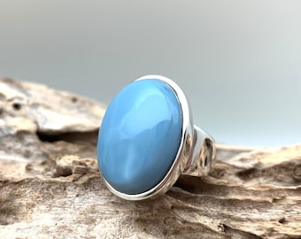 Handmade Ring Thebestjewellery Blue Opal cabochon Ring Adjustable Ring BRS-3738 Size-7.75 USA Women Jewelry Silver Plated Ring
