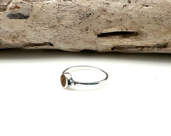 Tiger's Eye Ring, Oval Bead, 925 Sterling Silver