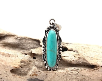 Vintage Inspired Turquoise Pendant, Sterling Silver Necklace