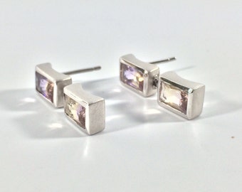 Ametrine Silver Earrings // Sterling Silver // Matte Rhodium Finish // Modern Design