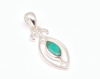 Emerald Pendant - Sterling Silver - Silver Emerald Pendant - Green Emerald Pendant - Emerald Jewelry