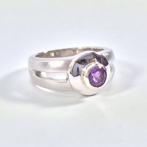 Silver Amethyst Ring // 925 Sterling Silver // Platinum (Rhodium) Finish // Size #7