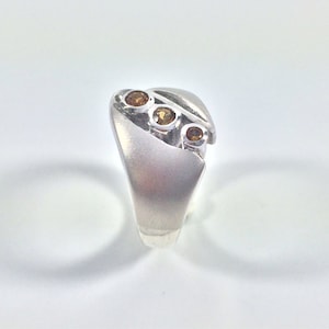 Yellow Topaz Sterling Silver Ring // Platinum (Rhodium) Finish //Handmade // Size #8