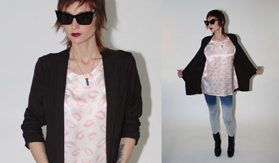 VINTAGE ESCADA BLOUSE 80s Boxy Blouse Silk Pink Li