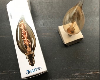 Edison Style Bulb, 12.5 Watt Bulb, E12 Candelabra, Twisted Design, Amber Colored, Light Bulb