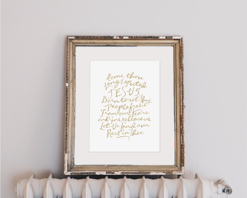 Come Thou Long Expected Jesus, Art Print, Digital Download, Holiday Decor image 2