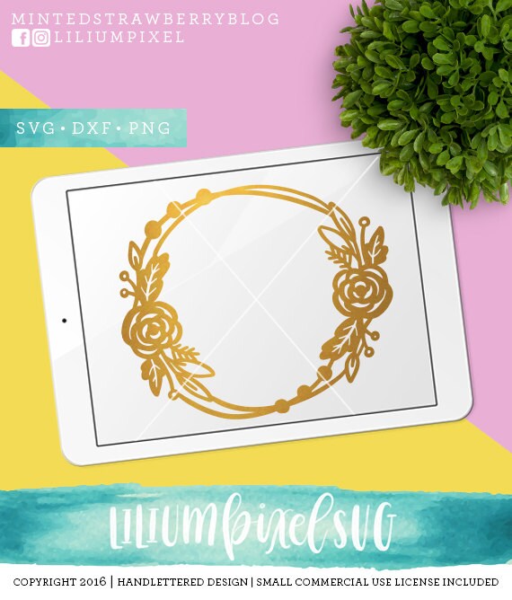 Floral Monogram Frame Svg Cutting Files / Flower Circle ...