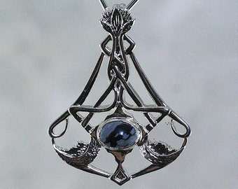 Art nouveau necklace with stone for women