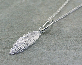 Delicate leaf pendant, silver feather pendant, silver leaf pendant, delicate sterling silver leaf, women jewelry, handmade, small pendant