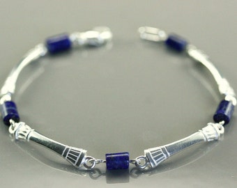 Egyptian silver bracelet, lapis-lazuli bracelet, silver women bracelet, lapis lazuli jewelry, handmade jewelry, egyptian jewelry, delicate